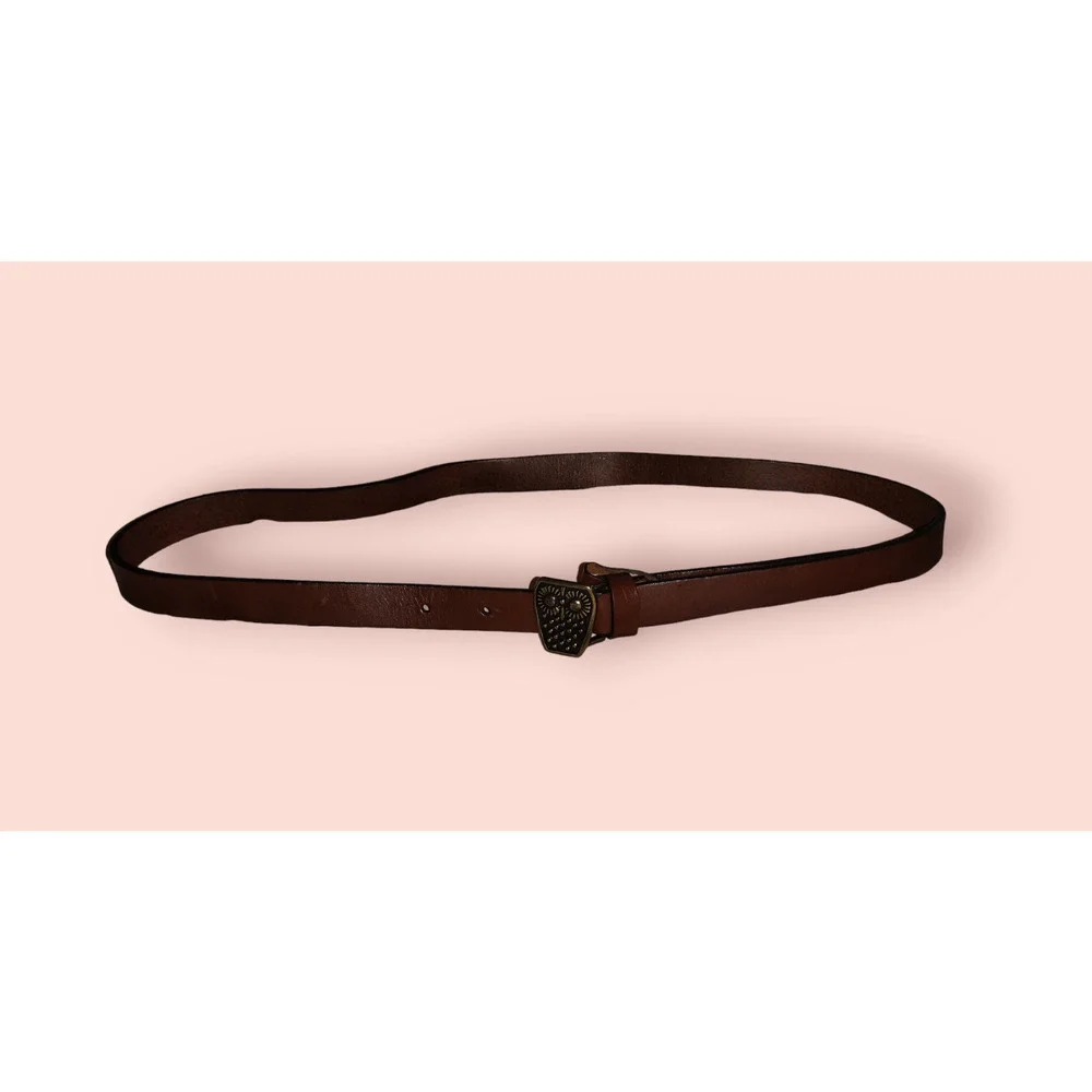 Brown Leather belt with owl buckle